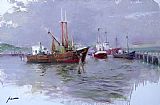 Harbour Canvas Paintings - AT THE HARBOUR